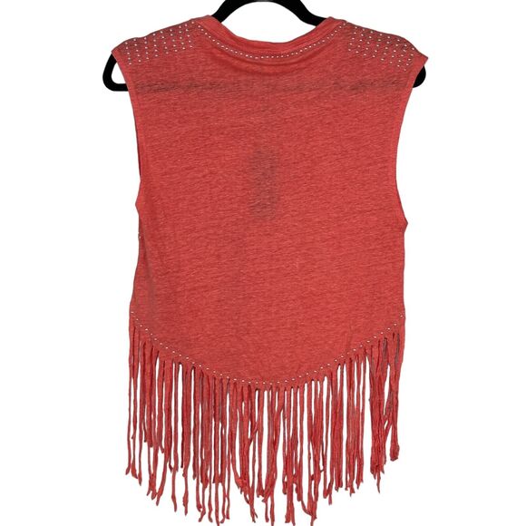 Rebecca Minkoff Gemini Fringe Beaded Linen Top Orange Women's XS NWT - Picture 3 of 9